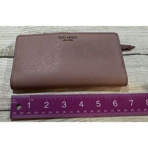 Kate Spade Bifold Snap Credit Card Wallet Pink Rose Leather Tub5